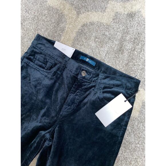 NWT 7 For All Mankind $189 size 27 The Ankle Supper Skinny Green Velvety Pants - Picture 3 of 12